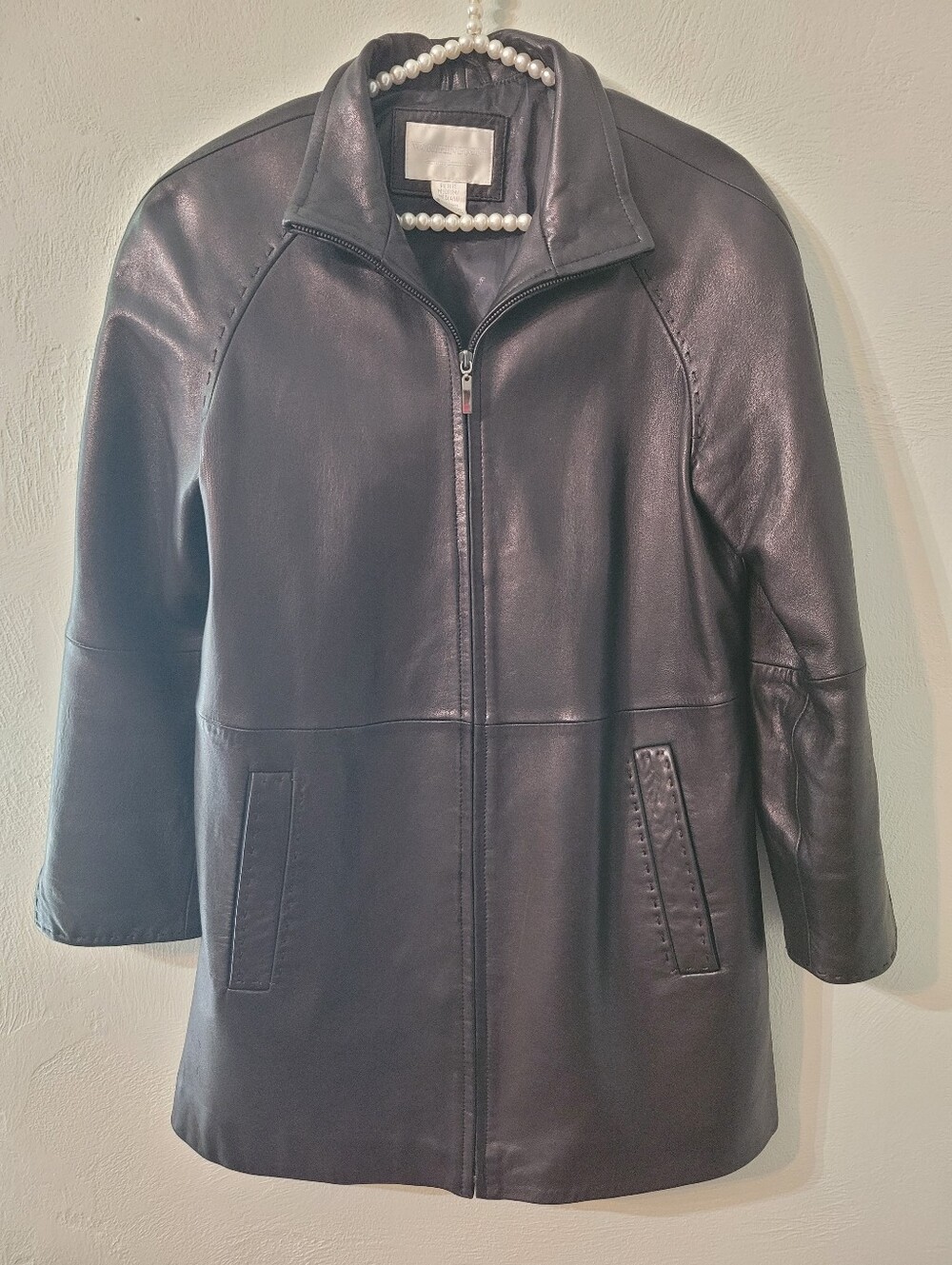 Worthington Unique Genuine Lamb Skin Leather Women's Coat Petite Medium
